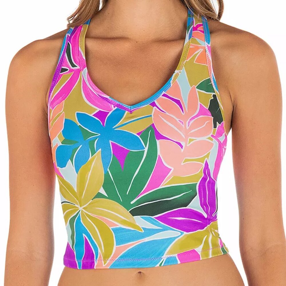 NWT Hurley Juniors' Mas Isla Racerback Tankini Top Multicolor Sz XS-S $70 LLL369